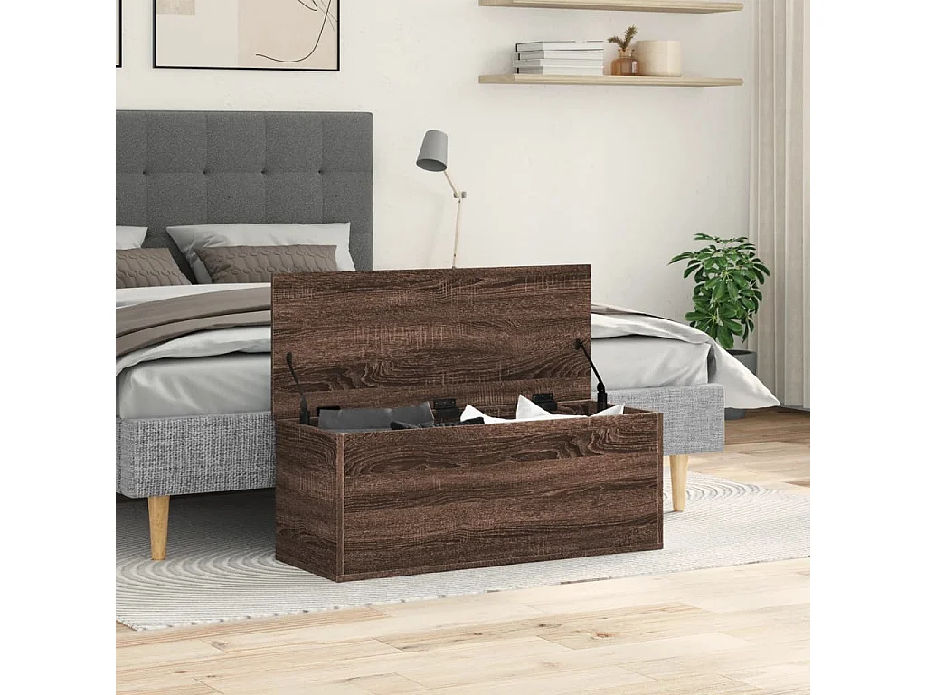 Scatola portaoggetti in rovere marrone 90x35x35 cm in multistrato