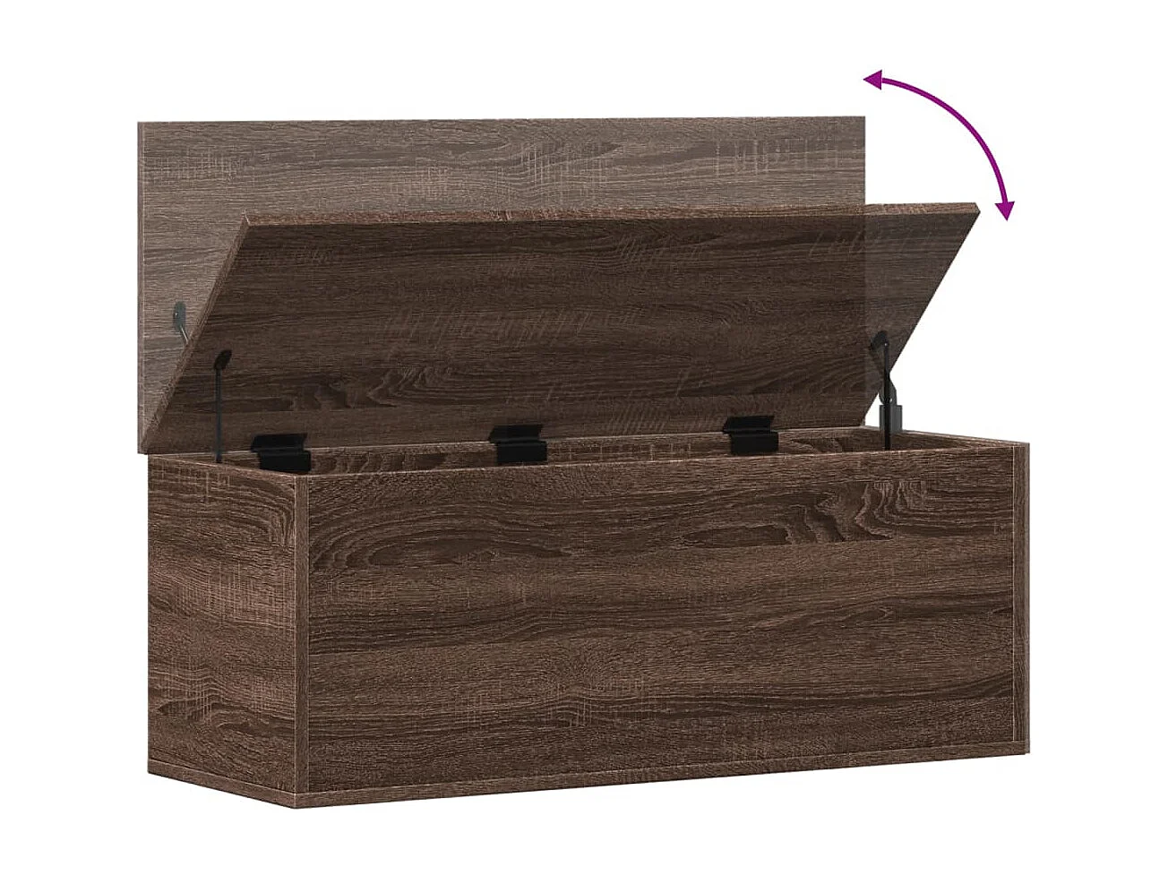 Scatola portaoggetti in rovere marrone 90x35x35 cm in multistrato