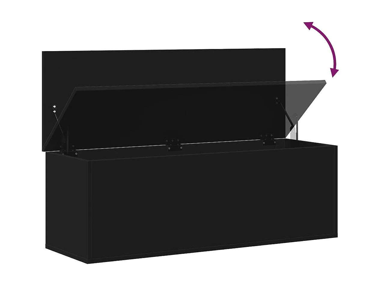 Schwarze Aufbewahrungsbox 102x35x35 cm aus Holzwerkstoff