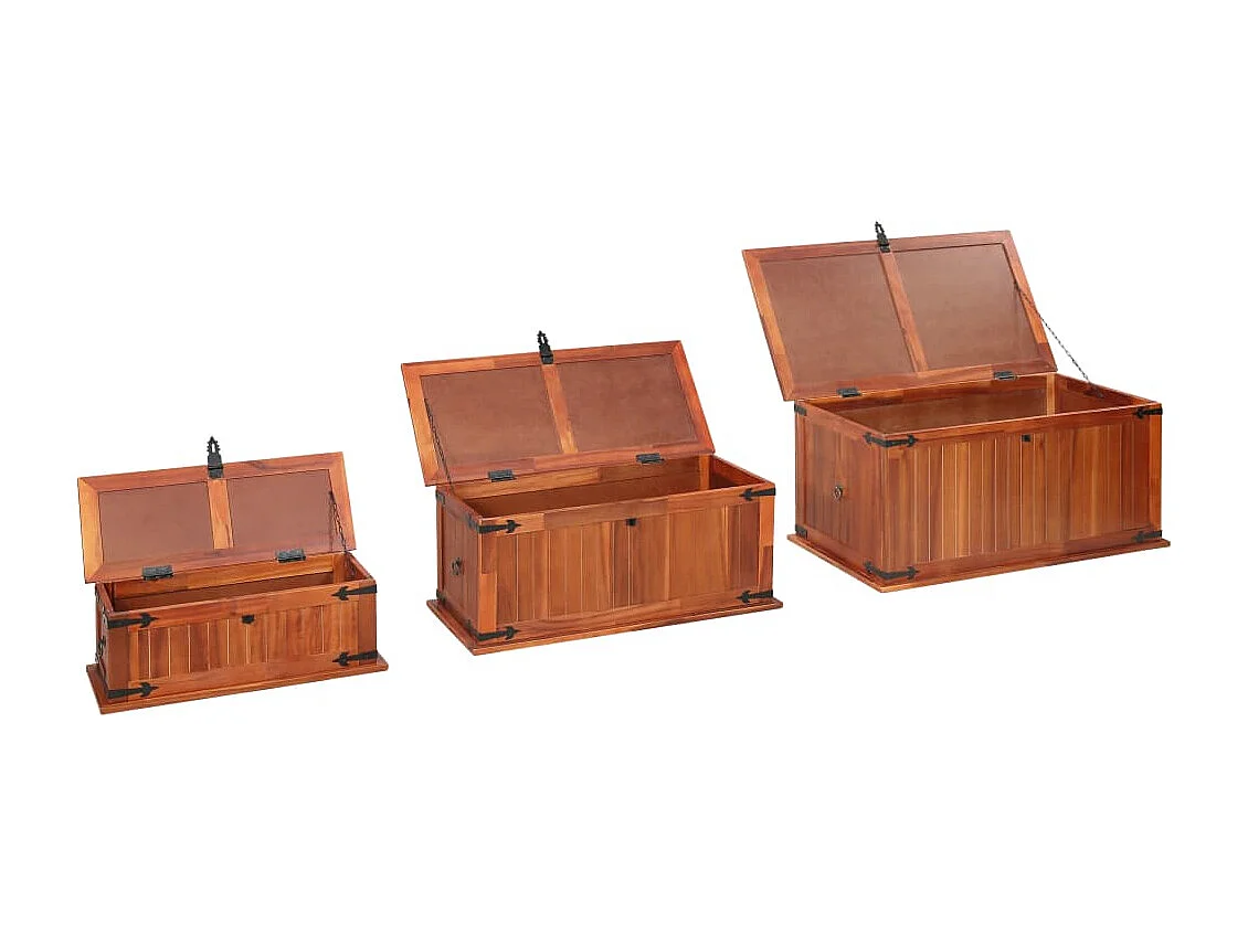 Cofres de almacenamiento 3 piezas Madera maciza de acacia