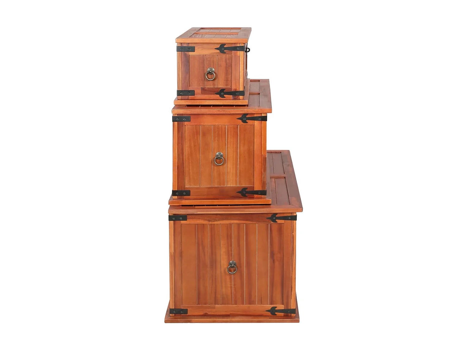 Coffres de rangement 3 pcs Bois d'acacia solide