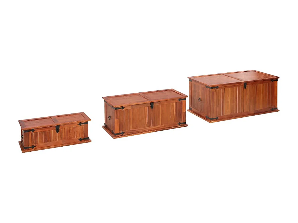 Coffres de rangement 3 pcs Bois d'acacia solide
