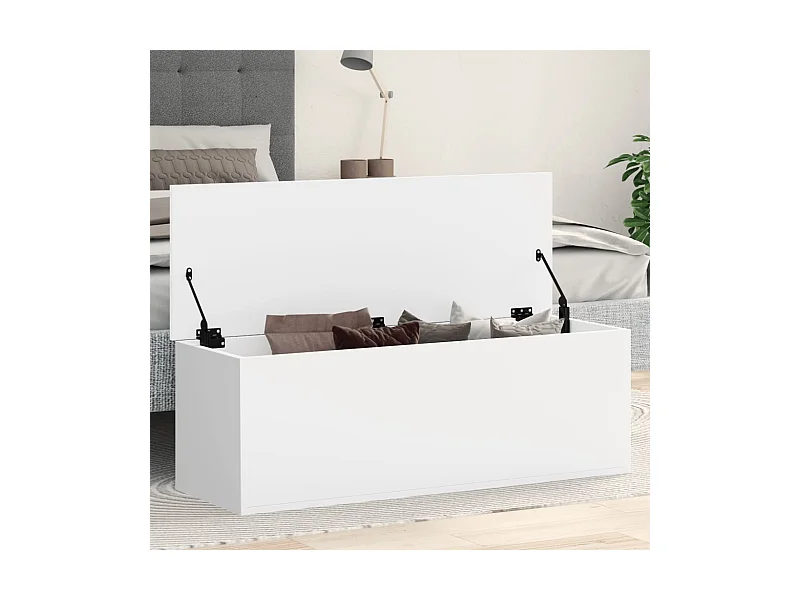 Boîte de rangement blanc 102x35x35 cm bois d'ingénierie