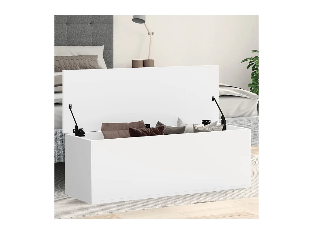 Boîte de rangement blanc 102x35x35 cm bois d'ingénierie