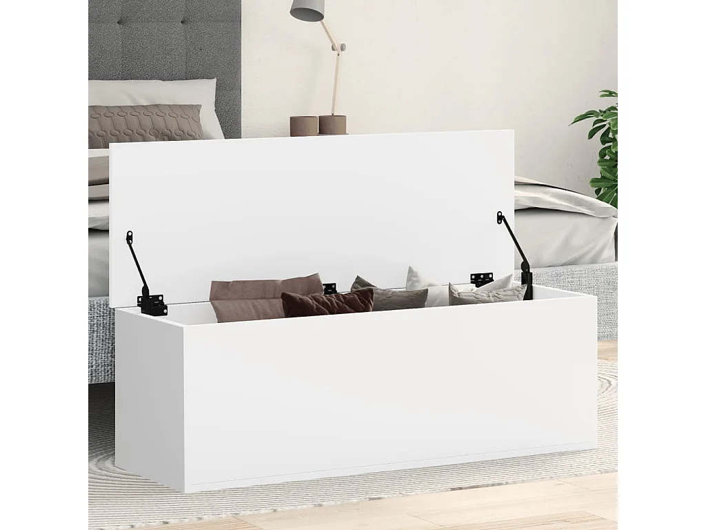 Witte opbergdoos 102x35x35 cm samengesteld hout