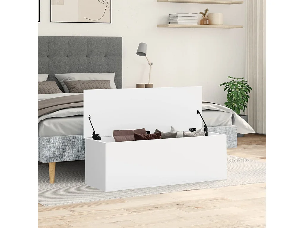 Witte opbergdoos 102x35x35 cm samengesteld hout