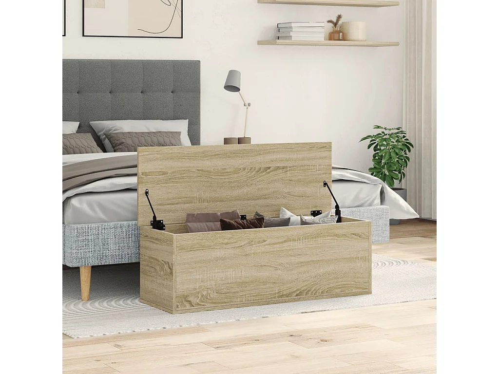 Caixa de armazenamento em carvalho Sonoma 102x35x35 cm madeira projetada