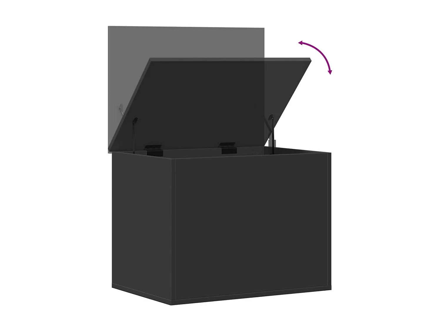 Boîte de rangement noir 60x42x46 cm bois d'ingénierie