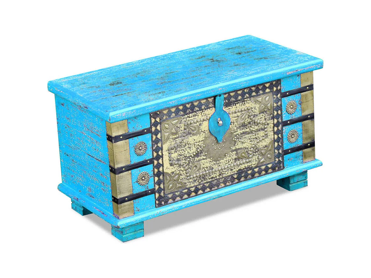 Opbergkist Blauw mangohout 80 x 40 x 45 cm