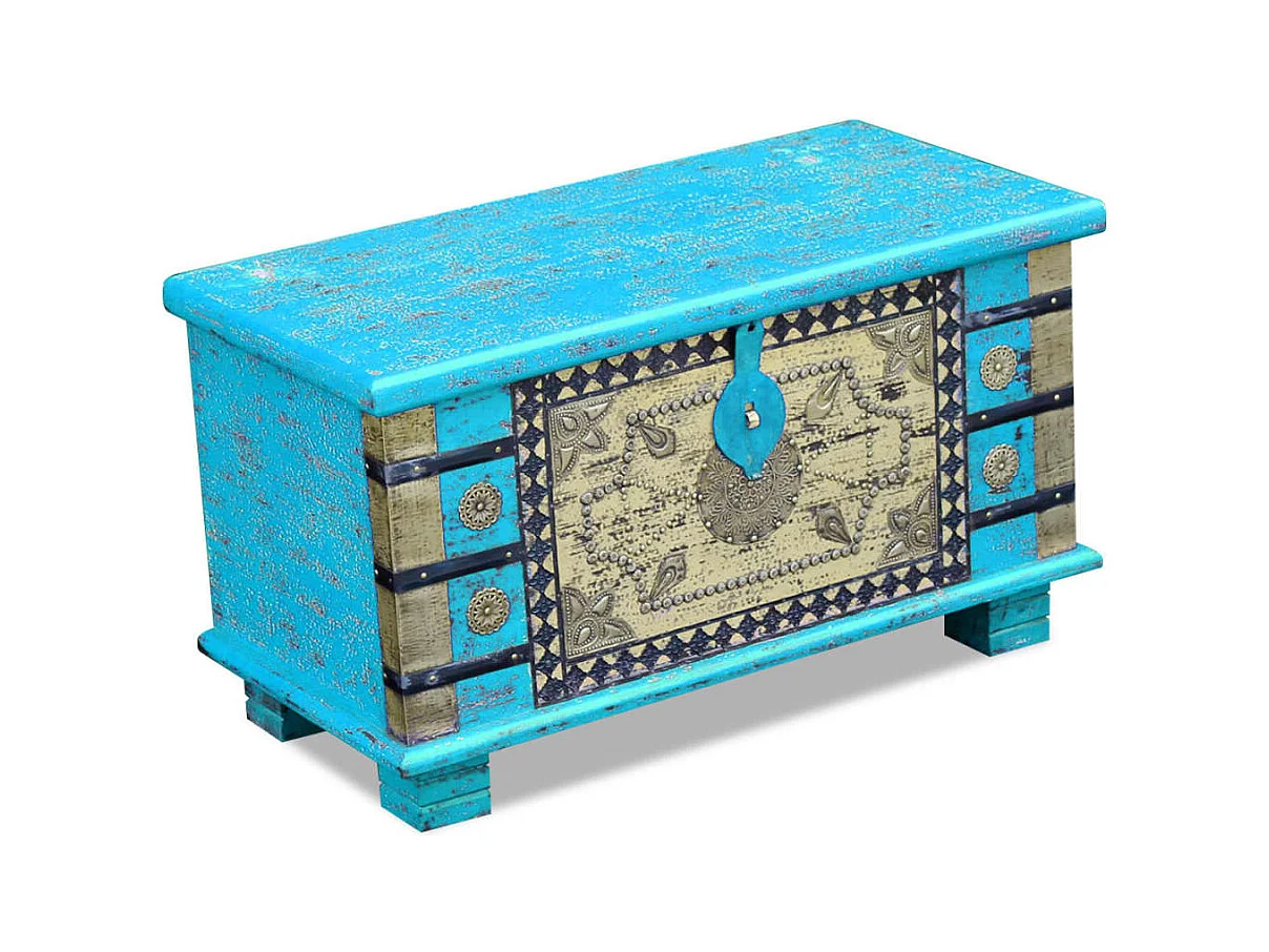 Opbergkist Blauw mangohout 80 x 40 x 45 cm