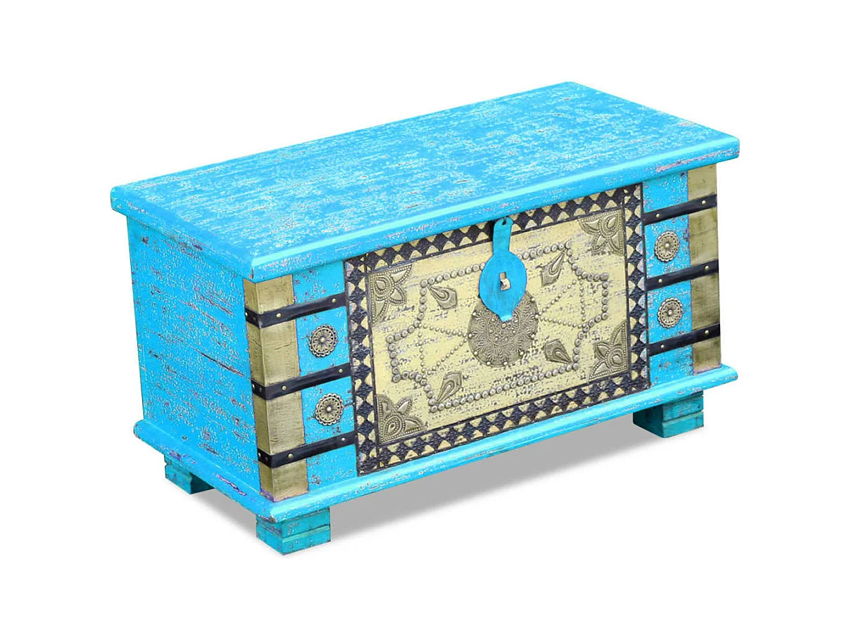 Opbergkist Blauw mangohout 80 x 40 x 45 cm