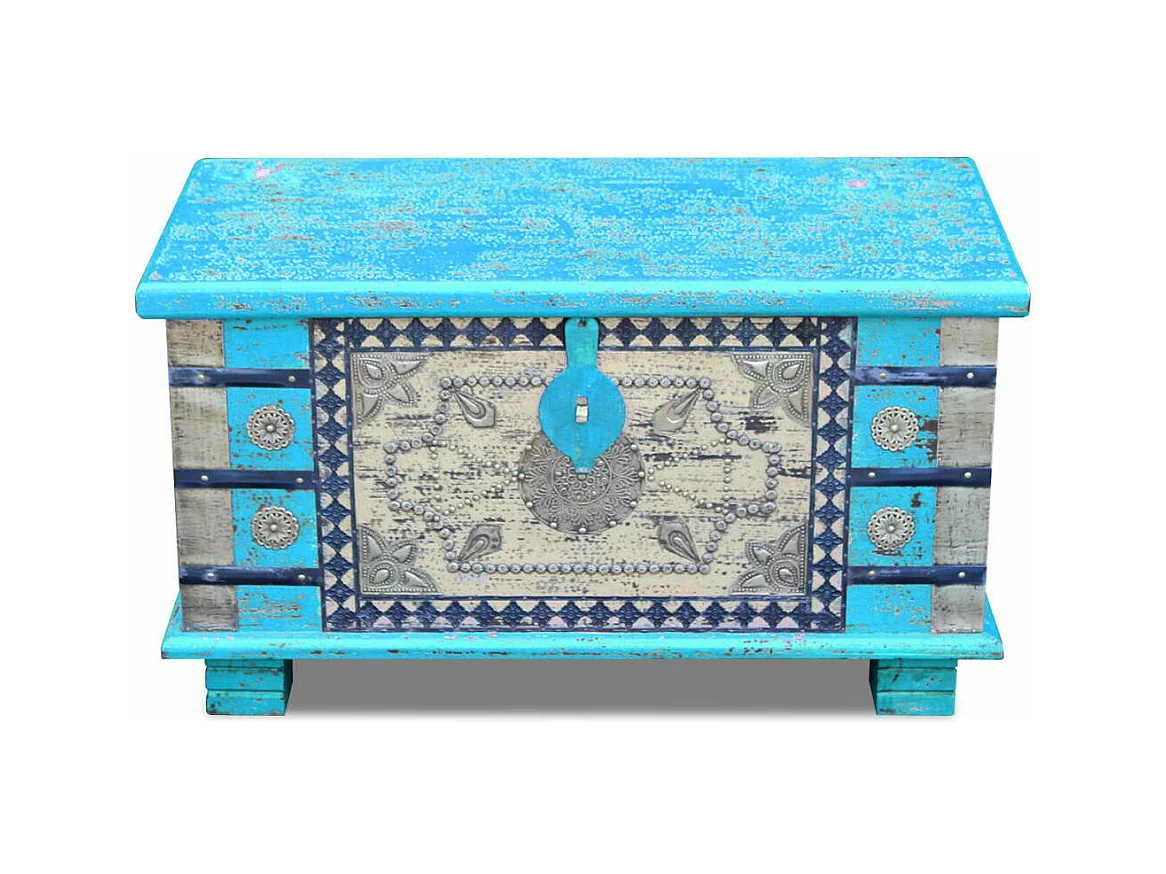 Opbergkist Blauw mangohout 80 x 40 x 45 cm