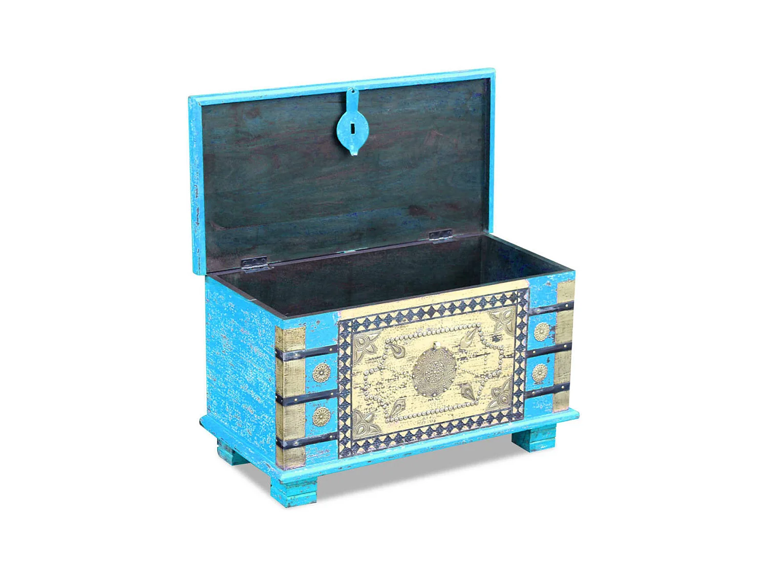 Opbergkist Blauw mangohout 80 x 40 x 45 cm