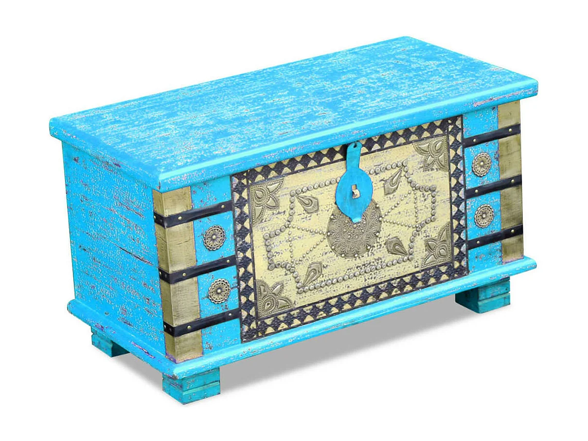 Opbergkist Blauw mangohout 80 x 40 x 45 cm