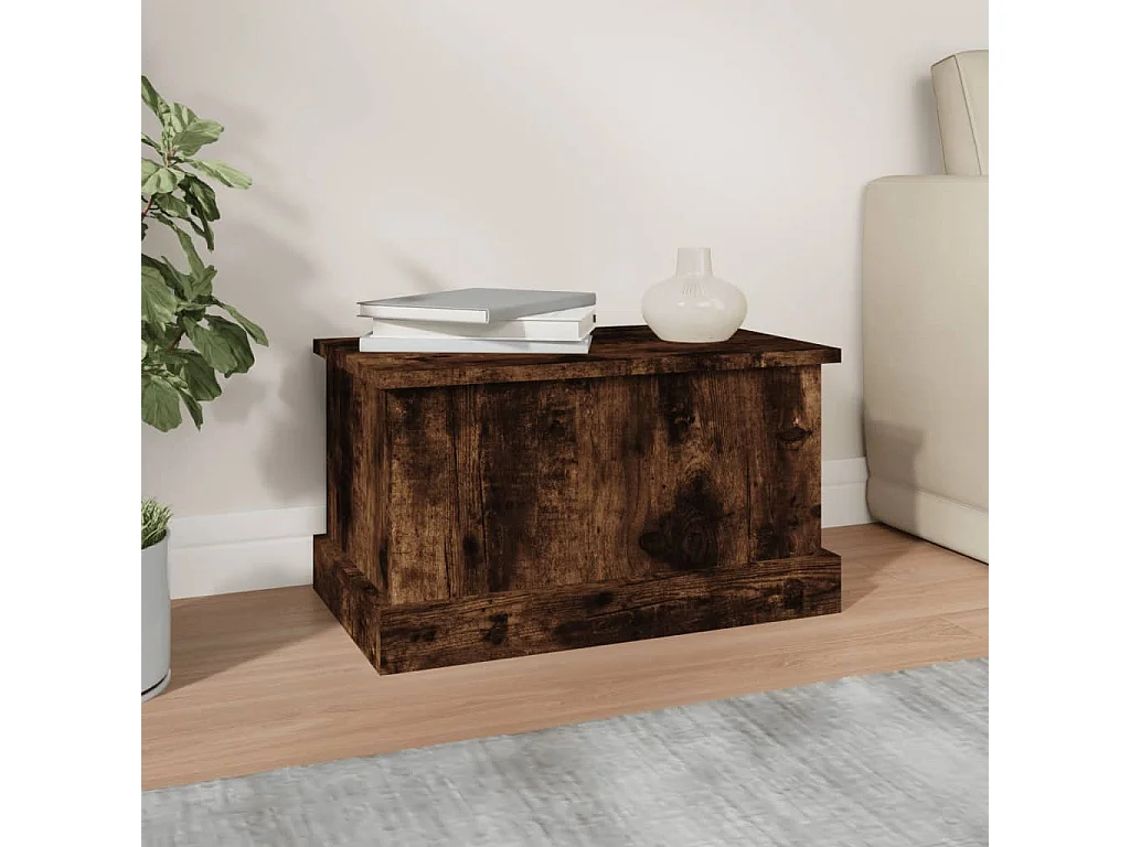 Caja de almacenamiento de roble ahumado 50x30x28 cm madera contrachapada