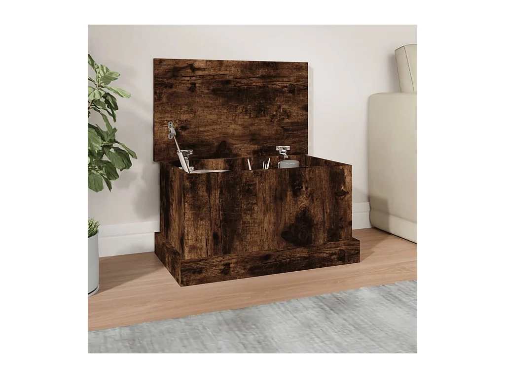 Boîte de rangement chêne fumé 50x30x28 cm bois d'ingénierie
