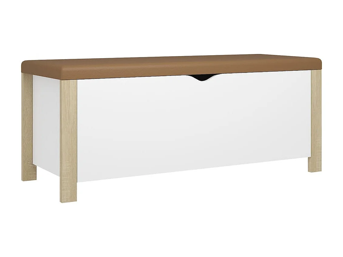 Scatola portaoggetti e cuscino Bianco/rovere 105x40x45 cm Truciolato