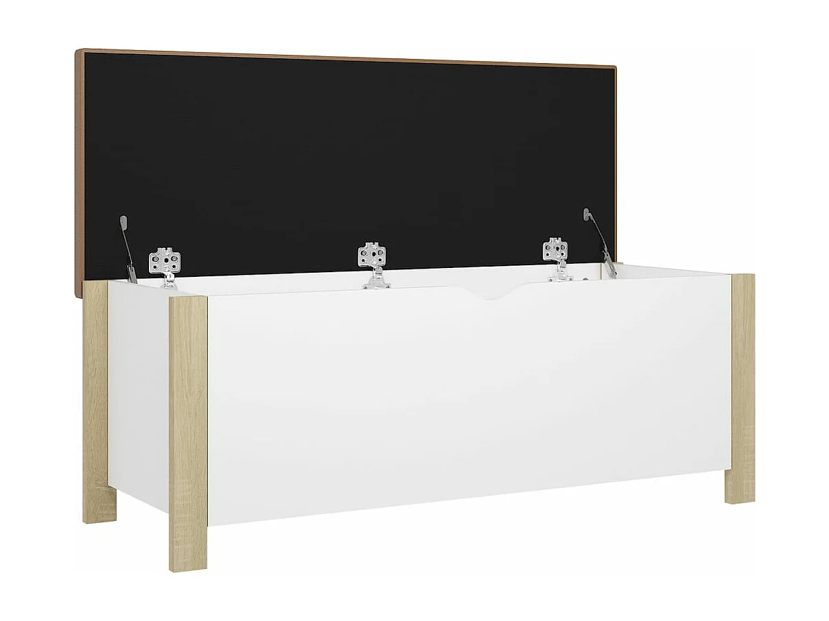 Scatola portaoggetti e cuscino Bianco/rovere 105x40x45 cm Truciolato