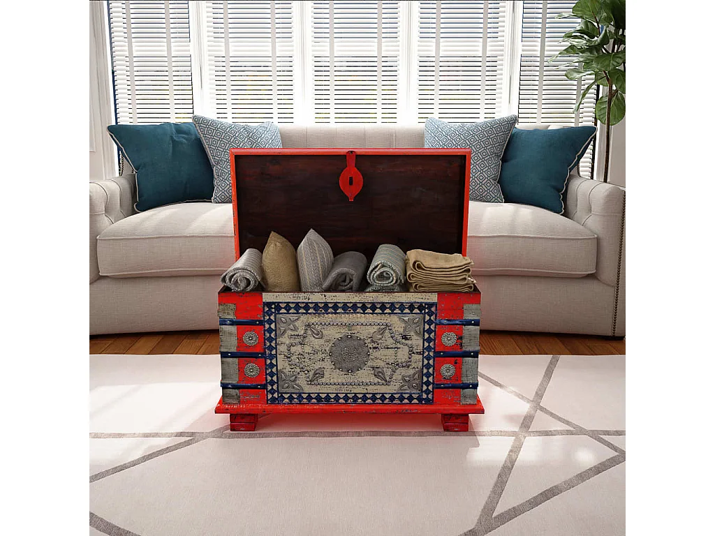 Cómoda de almacenamiento Madera de mango rojo 80 x 40 x 45 cm