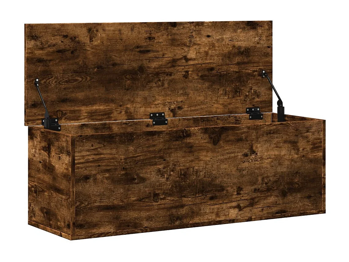 Boîte de rangement chêne fumé 102x35x35 cm bois d'ingénierie