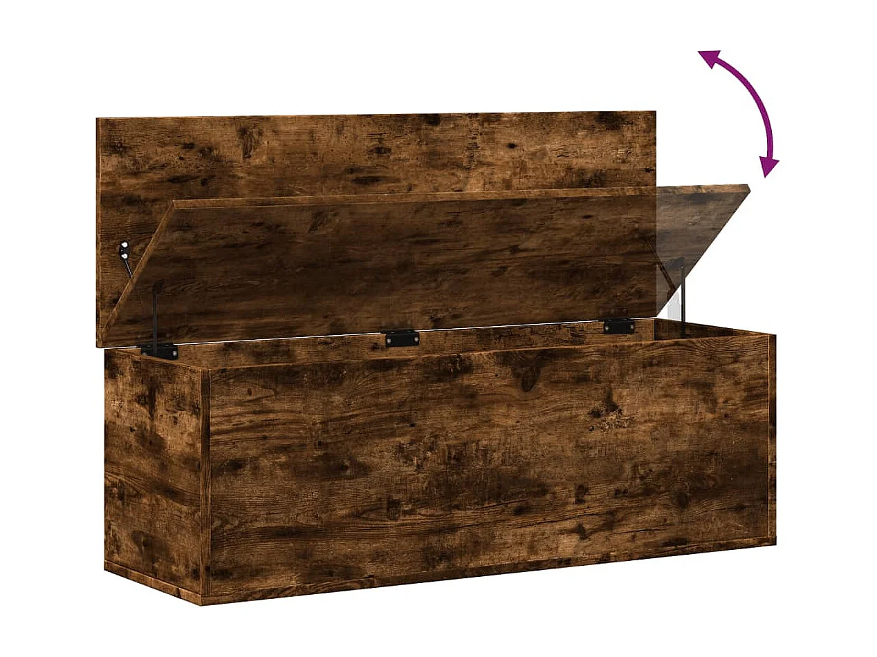 Boîte de rangement chêne fumé 102x35x35 cm bois d'ingénierie