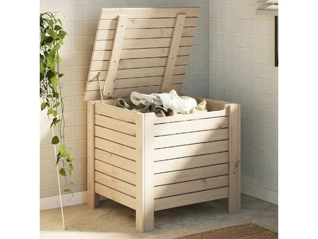 Caixa de armazenamento com tampa RANA madeira maciça de pinho