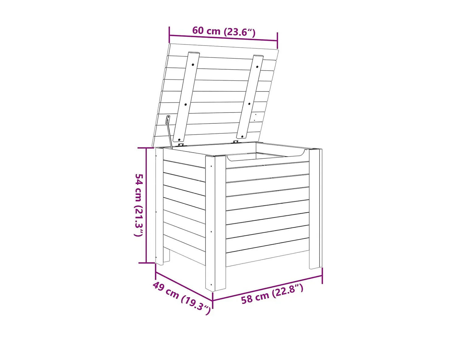 Caixa de armazenamento com tampa RANA madeira maciça de pinho