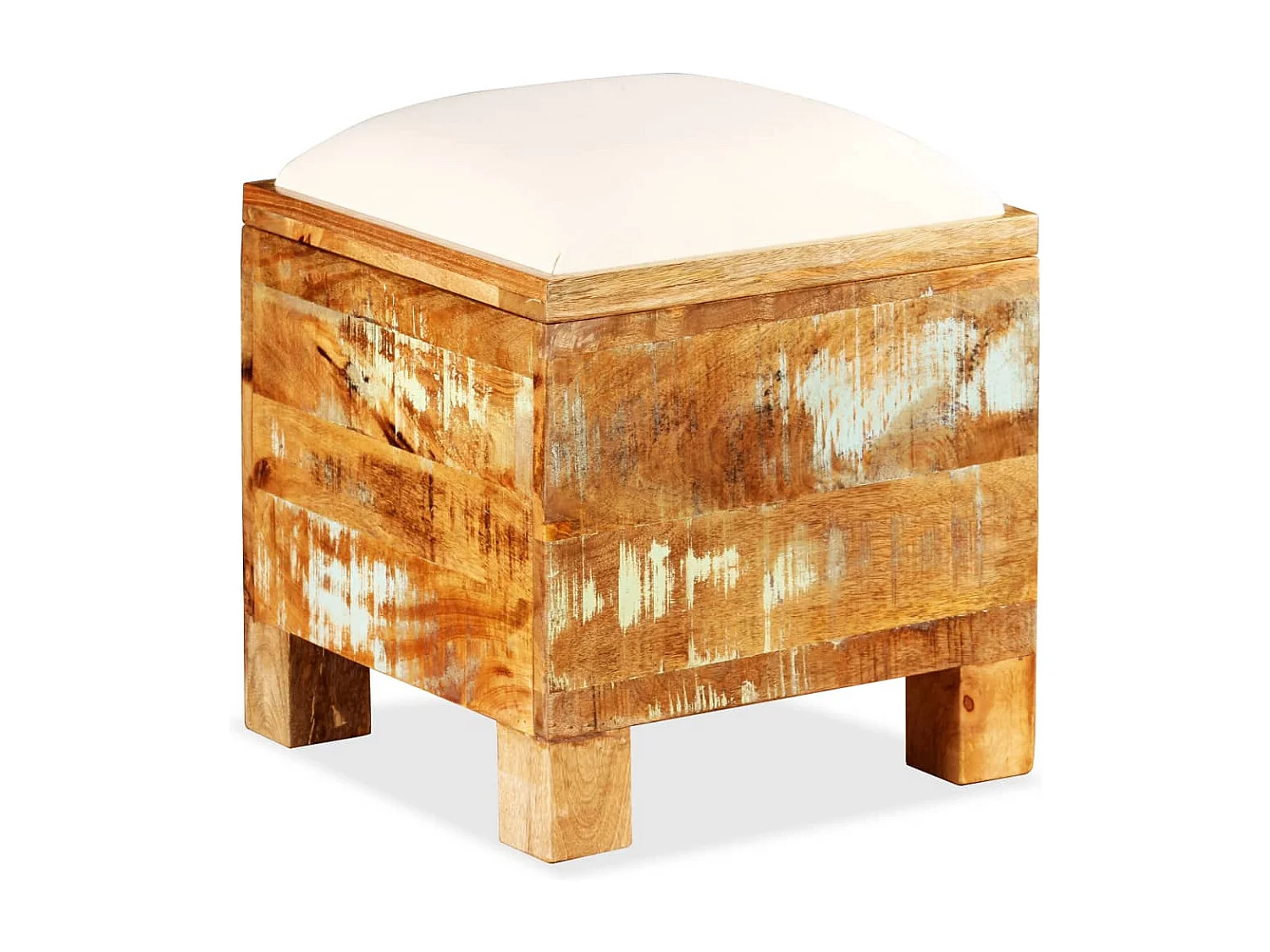 Banco de armazenamento Madeira maciça reciclada 40 x 40 x 45 cm