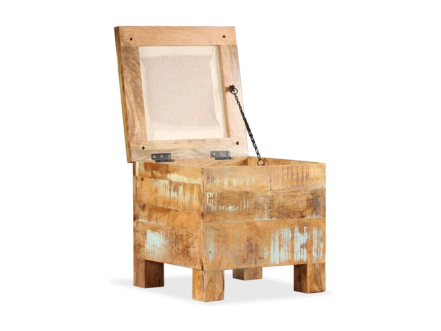 Banco de armazenamento Madeira maciça reciclada 40 x 40 x 45 cm