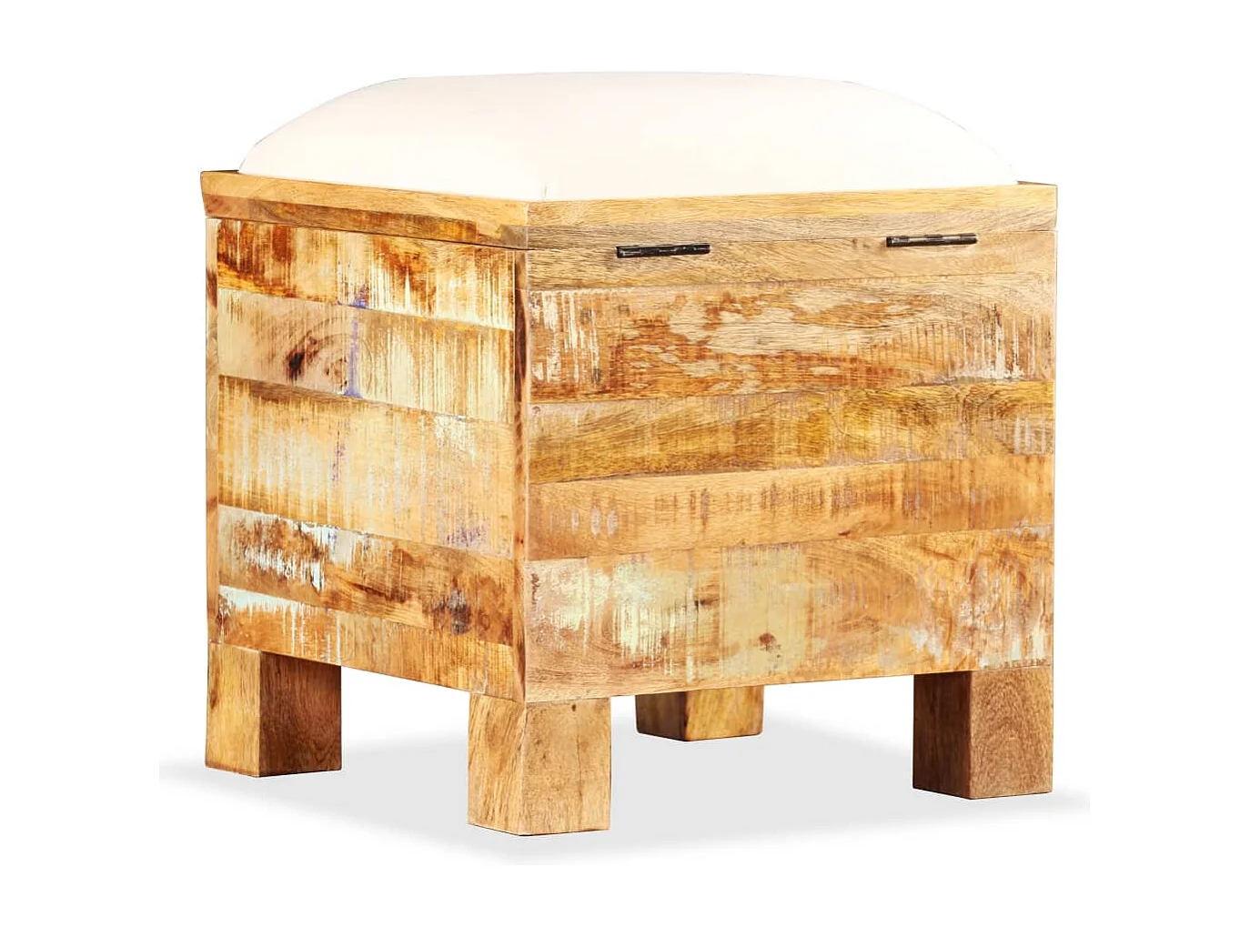 Banco de armazenamento Madeira maciça reciclada 40 x 40 x 45 cm