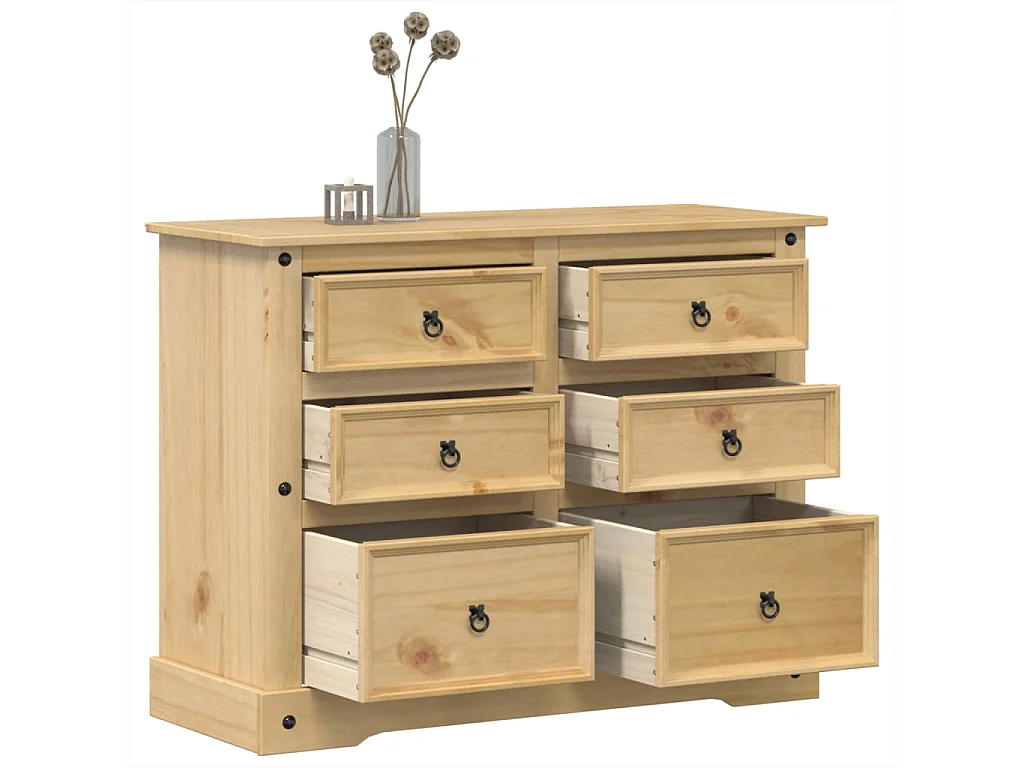 Commode Corona 120x48x91 cm bois massif de pin