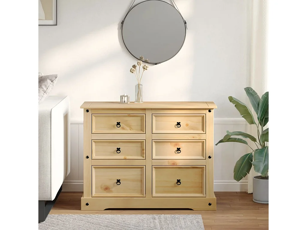Commode Corona 120x48x91 cm bois massif de pin
