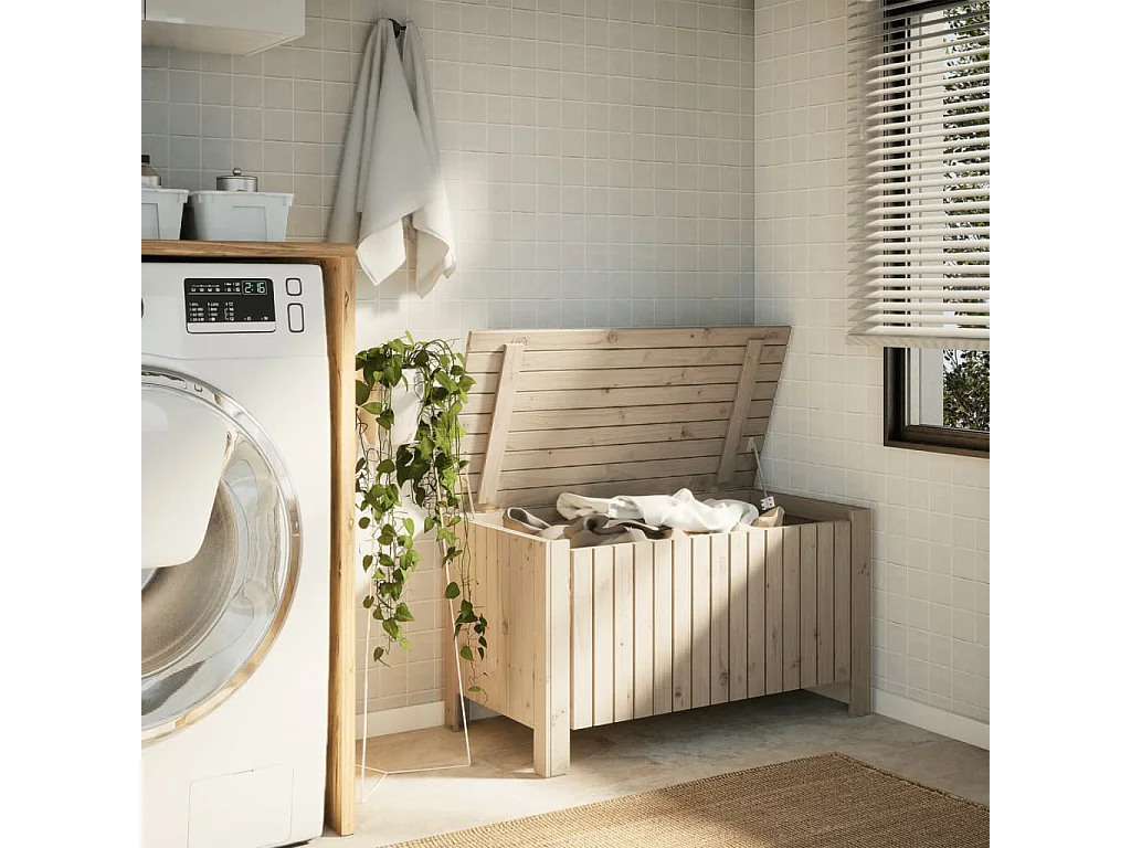 Boîte de rangement avec couvercle RANA bois massif de pin