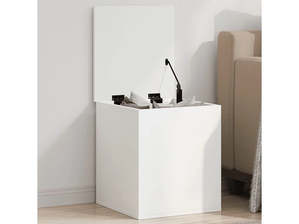 Boîte de rangement blanc 40x42x46 cm bois d'ingénierie