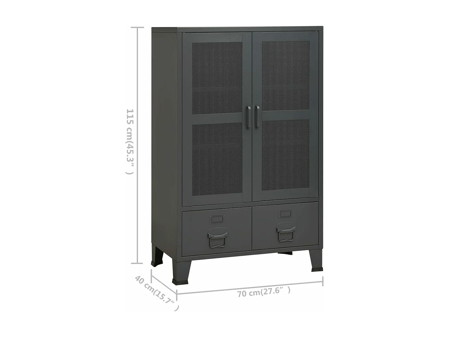 Industrielle Aufbewahrungskiste Anthrazit 70x40x115 cm Metall