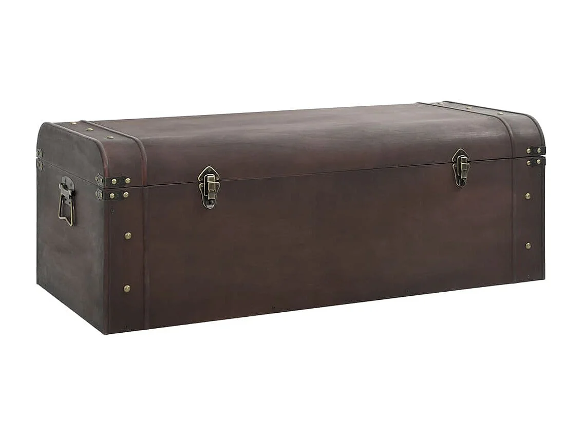 Cofre del tesoro con pestillos de madera contrachapada de color marrón oscuro