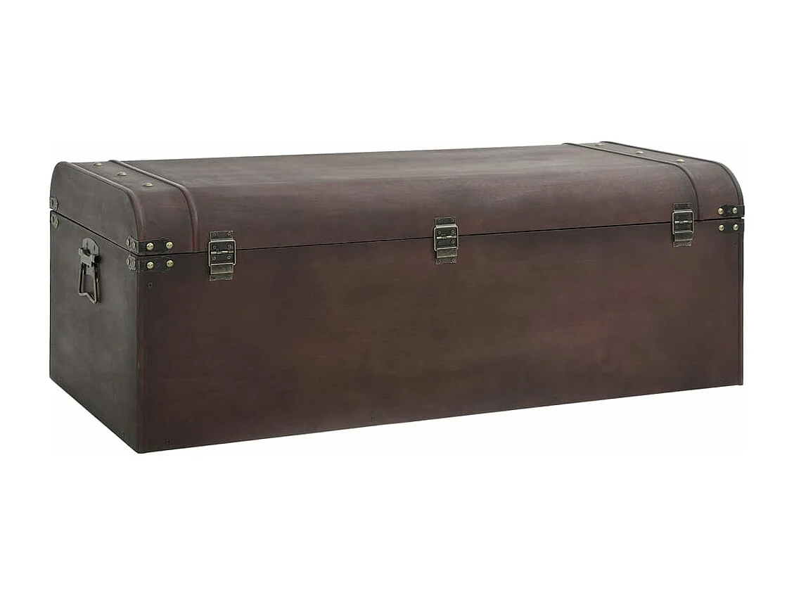 Cofre del tesoro con pestillos de madera contrachapada de color marrón oscuro