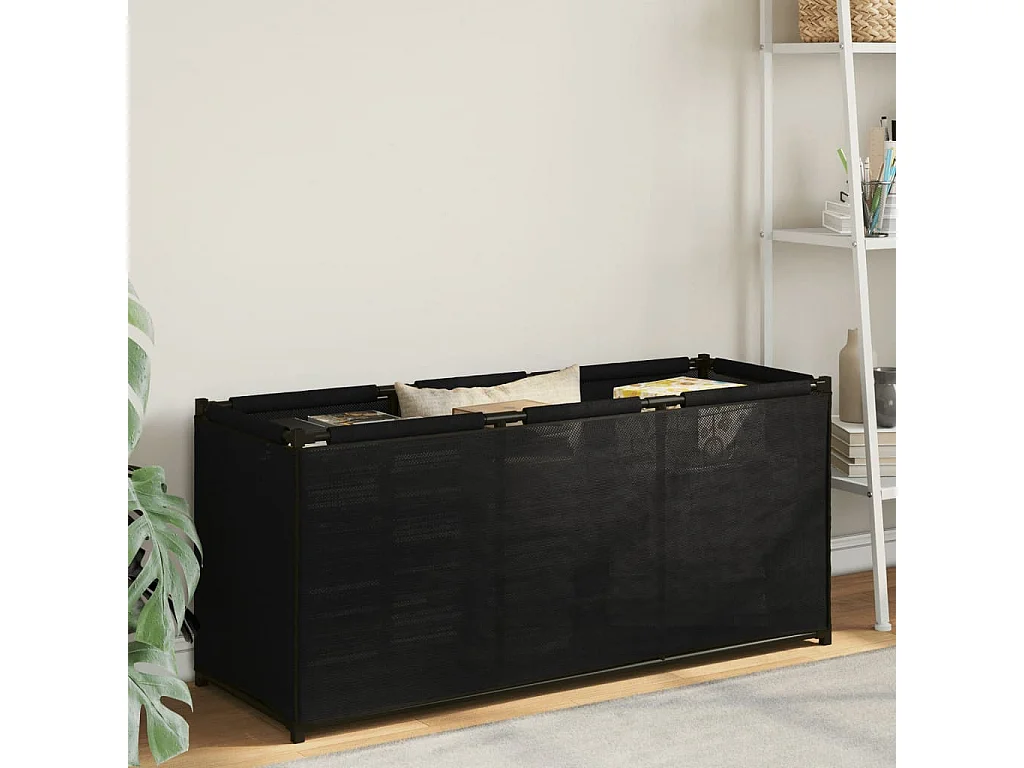 Boîte de rangement noir 105x34,5x45 cm tissu