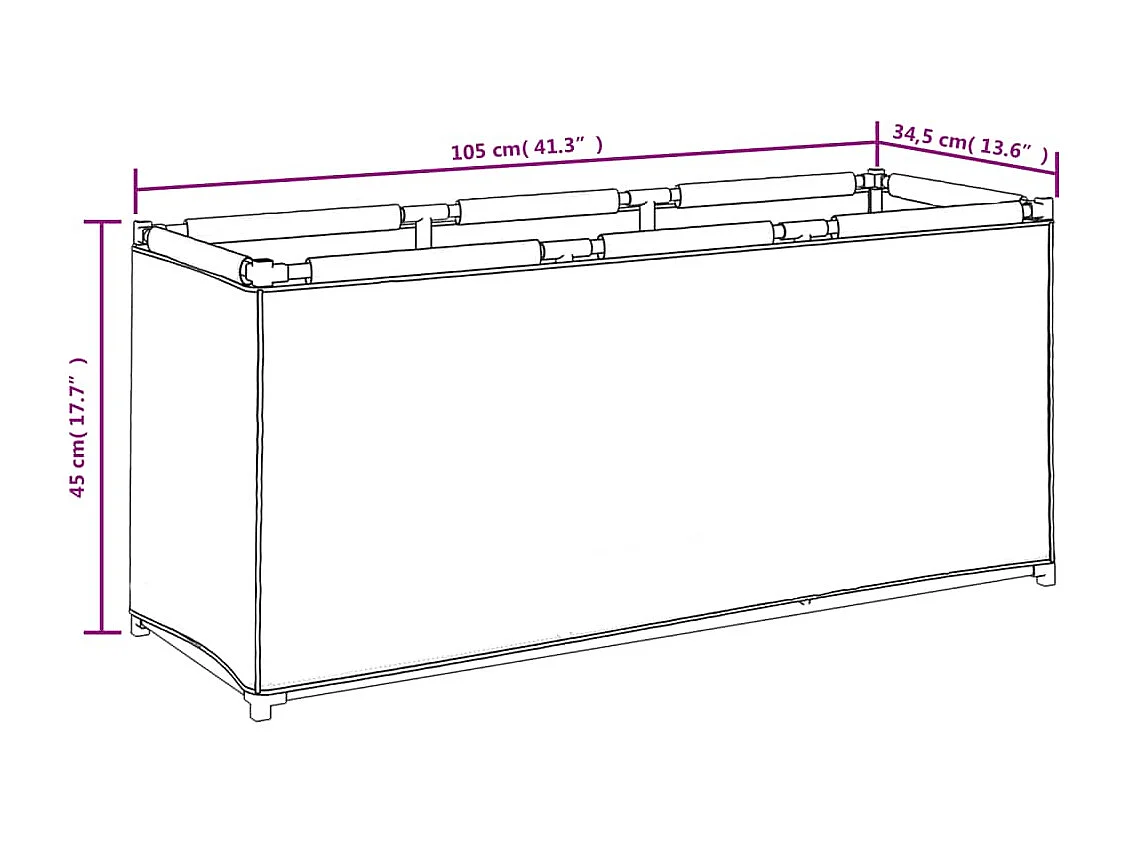 Boîte de rangement noir 105x34,5x45 cm tissu