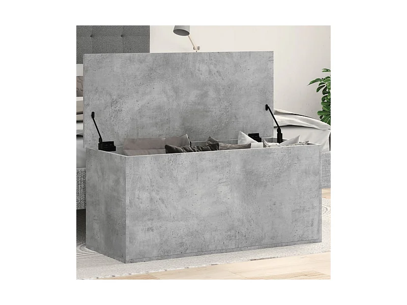 Baule portaoggetti grigio cemento 100x42x46 cm in derivati del legno