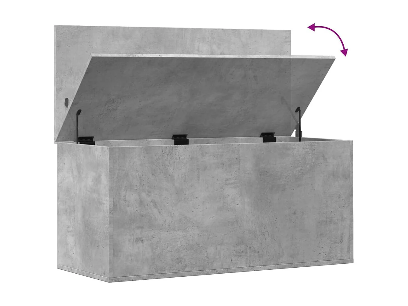 Boîte de rangement gris béton 100x42x46 cm bois d'ingénierie