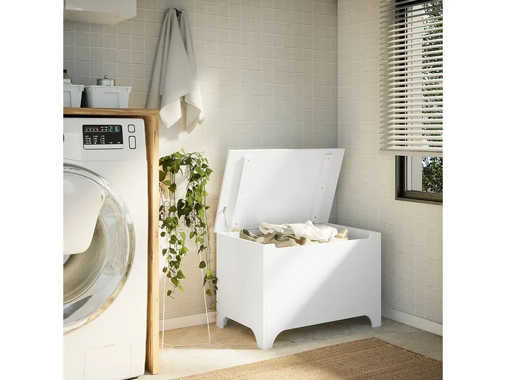 Boîte de rangement avec couvercle RANA blanc bois massif de pin