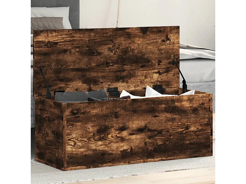Boîte de rangement chêne fumé 90x35x35 cm bois d'ingénierie