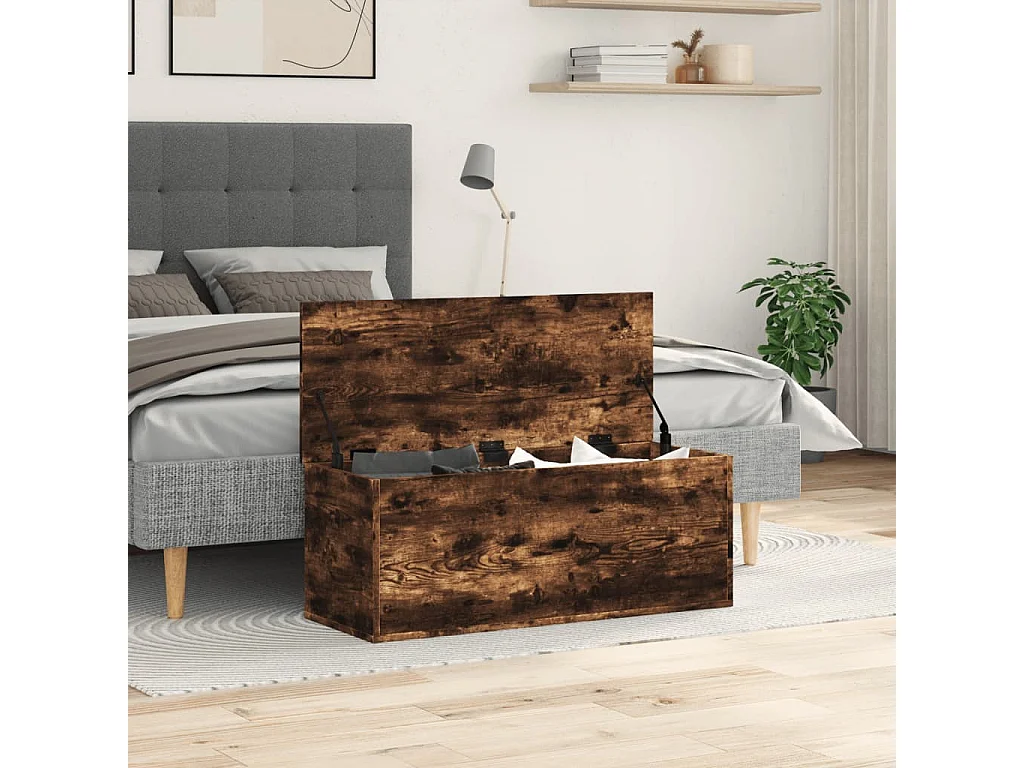 Aufbewahrungsbox aus geräucherter Eiche, 90 x 35 x 35 cm, Holzwerkstoff
