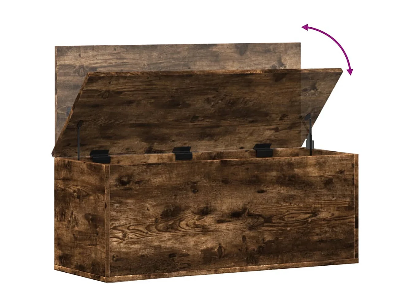 Aufbewahrungsbox aus geräucherter Eiche, 90 x 35 x 35 cm, Holzwerkstoff