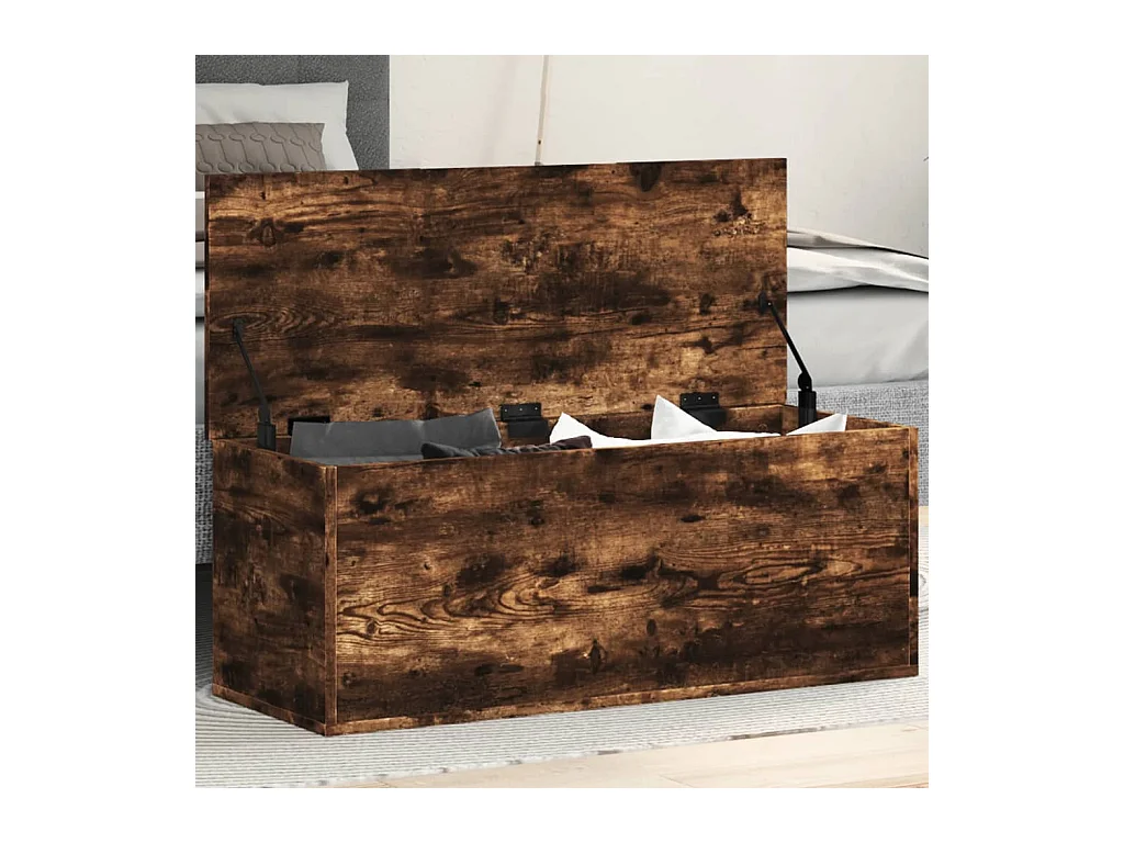 Aufbewahrungsbox aus geräucherter Eiche, 90 x 35 x 35 cm, Holzwerkstoff