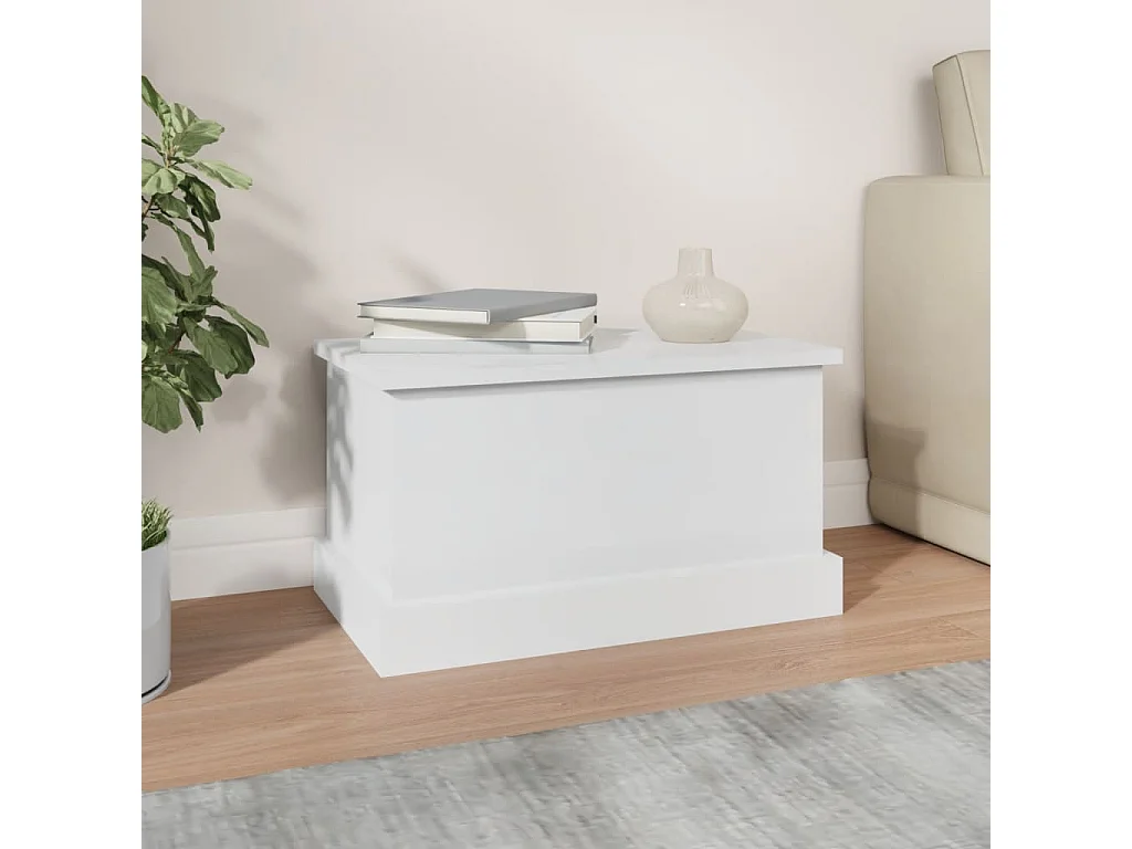 Glänzend weiße Aufbewahrungsbox 50x30x28 cm aus Holzwerkstoff