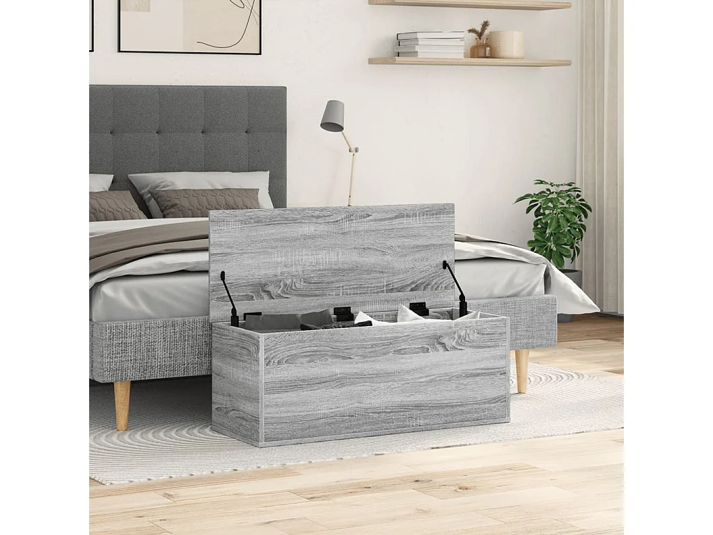 Sonoma graue Aufbewahrungsbox 90x35x35 cm aus Holzwerkstoff