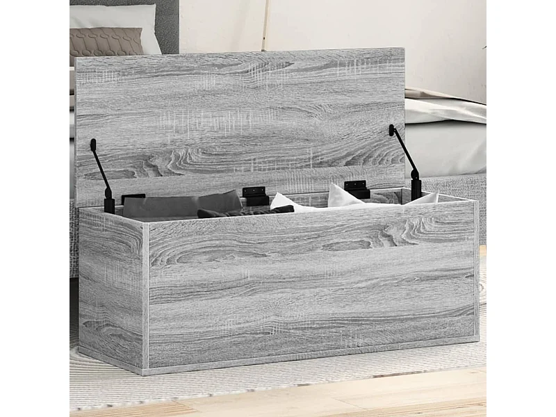 Sonoma graue Aufbewahrungsbox 90x35x35 cm aus Holzwerkstoff