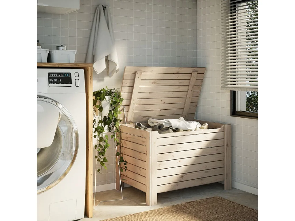 Boîte de rangement avec couvercle RANA bois massif de pin